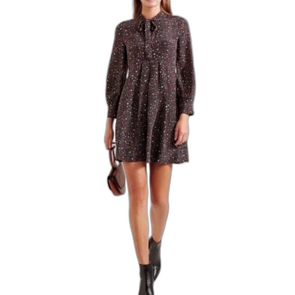 MADEWELL Balsam Silk Tie Neck Mini Dress "Starry Nights" Size 0 (2), SOLD OUT!